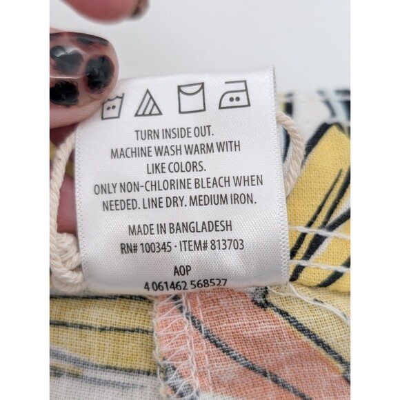 Serra Linen Blend Elastic Waist Pull On Pants Tropical Leaf Beachy Size XL - Picture 4 of 9